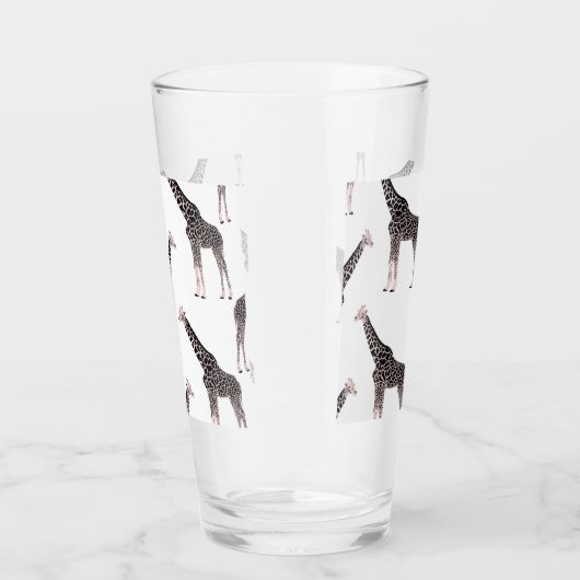 Schattige Zwart Wit Roze Giraffe Glas (Rechts)