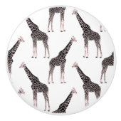 Schattige Zwart Wit Roze Giraffe Keramische Knop (Voorkant)