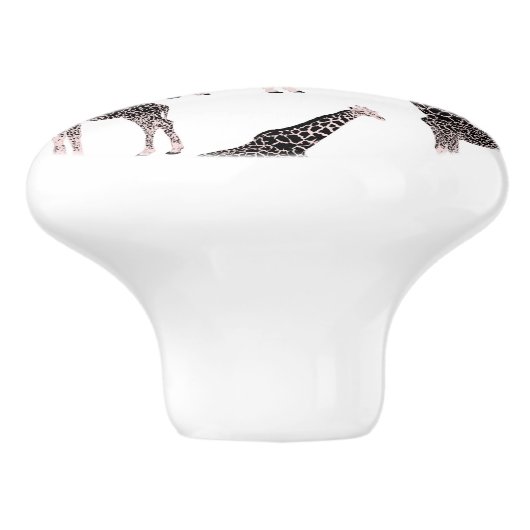 Schattige Zwart Wit Roze Giraffe Keramische Knop (Zijkant)