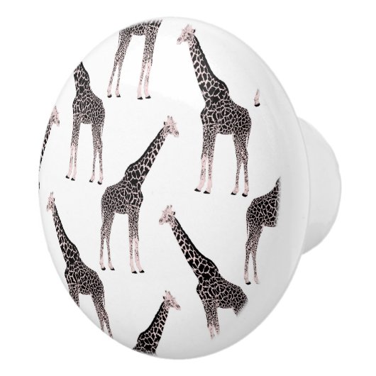 Schattige Zwart Wit Roze Giraffe Keramische Knop (Rechts)