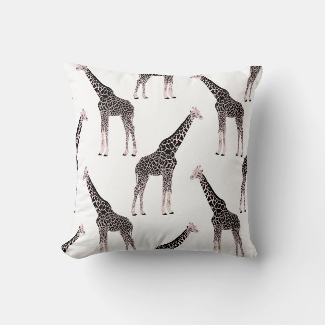 Schattige Zwart Wit Roze Giraffe Kussen (Voorkant)