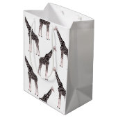 Schattige Zwart Wit Roze Giraffe Medium Cadeauzakje (Achterkant Gekanteld)