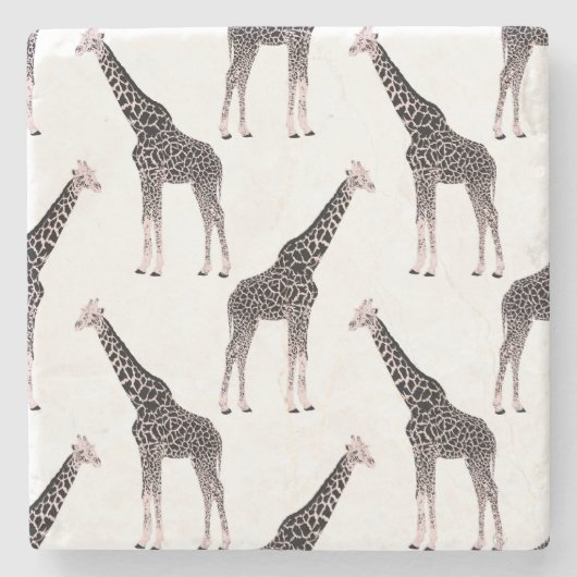 Schattige Zwart Wit Roze Giraffe Stenen Onderzetter (Voorkant)
