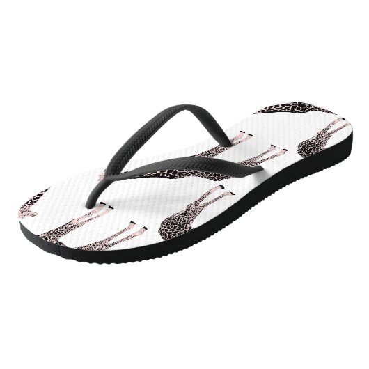 Schattige Zwart Wit Roze Giraffe Teenslippers (Schuin)