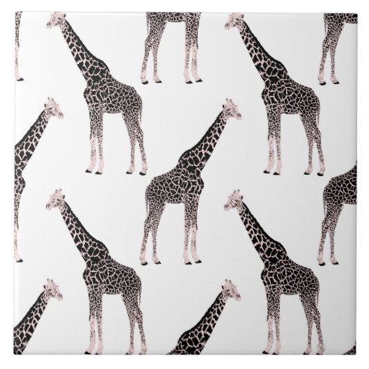 Schattige Zwart Wit Roze Giraffe Tegeltje (Voorkant)