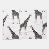 Schattige Zwart Wit Roze Giraffe Theedoek (Horizontaal)