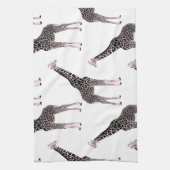 Schattige Zwart Wit Roze Giraffe Theedoek (Verticaal)