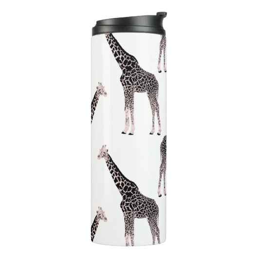 Schattige Zwart Wit Roze Giraffe Thermosbeker (Gedraaid links)