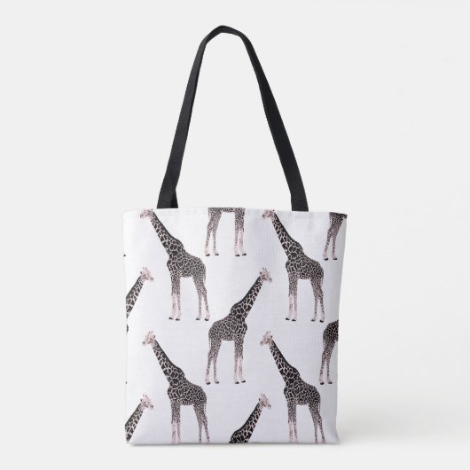 Schattige Zwart Wit Roze Giraffe Tote Bag (Achterkant)