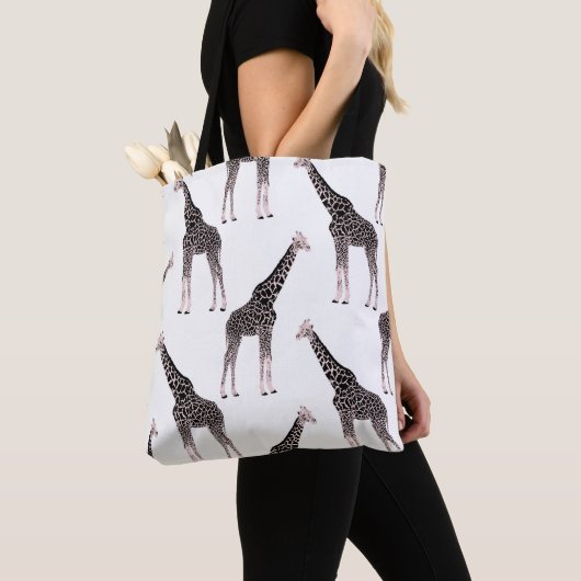 Schattige Zwart Wit Roze Giraffe Tote Bag (Dichtbij)