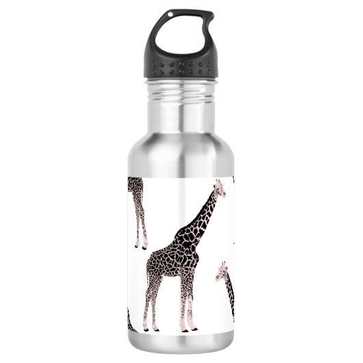 Schattige Zwart Wit Roze Giraffe Waterfles (Voorkant)