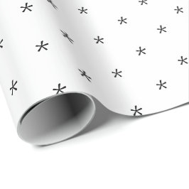 Schattige zwart-wit sneeuwvlokpatroon Vakantie Cadeaupapier