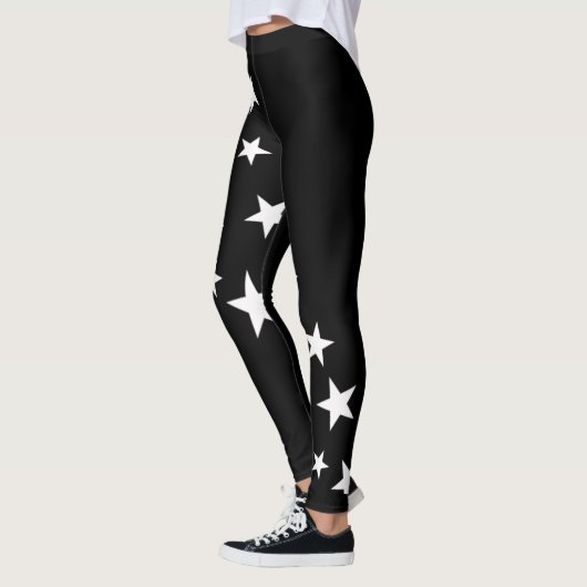 Schattige Zwart Wit Sterren Leggings (Links)
