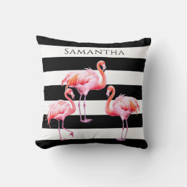 Schattige Zwart Wit Streep Roze Flamingo Aangepast Kussen