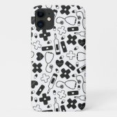 Schattige Zwart Wit Verpleegster Dokter Patroon Case-Mate iPhone Case (Achterkant)