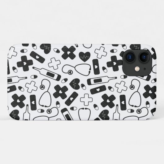 Schattige Zwart Wit Verpleegster Dokter Patroon Case-Mate iPhone Case (Achterkant (horizontaal))