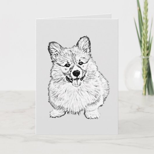 Schattige zwart-wit Welsh Corgi-Wenskaart Kaart (Voorkant)