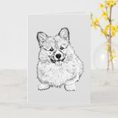 Schattige zwart-wit Welsh Corgi-Wenskaart Kaart (Gele Bloem)