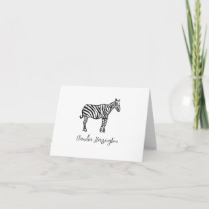 Schattige Zwart Wit Zebra Hand-Illustrated Wildlif Notitiekaartje