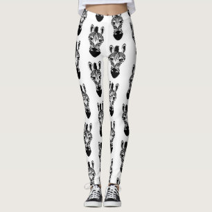 Schattige zwart-wit zebrapatroon leggings