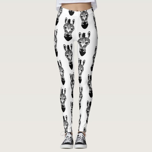 Schattige zwart-wit zebrapatroon leggings (Voorkant)