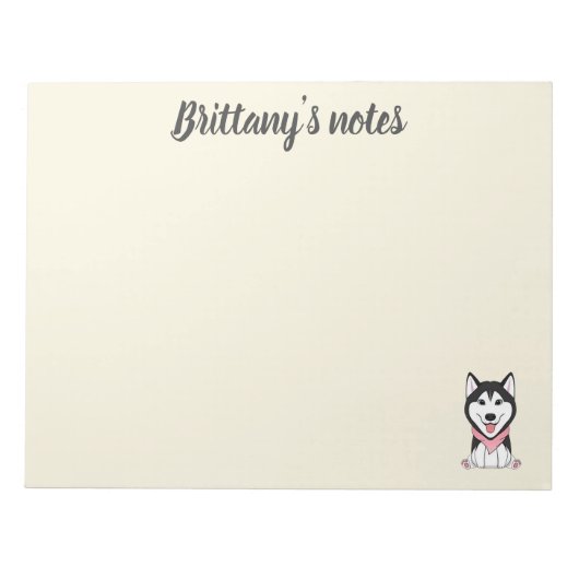 Schattige zwart-witte husky hond notitieblok (Voorkant)