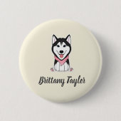 Schattige zwart-witte husky hond ronde button 5,7 cm (Voorkant)