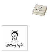 Schattige zwart-witte husky hond rubberstempel (Gestempeld)