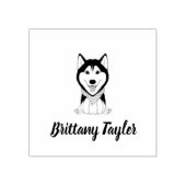 Schattige zwart-witte husky hond rubberstempel (Afrduk)
