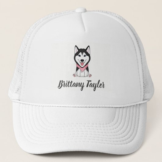 Schattige zwart-witte husky hond trucker pet (Voorkant)