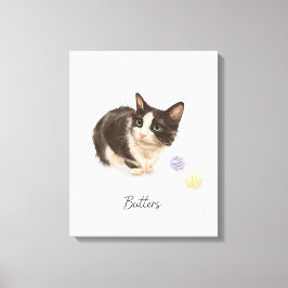 Schattige zwart-witte kat genaamd Butters Canvas Afdruk