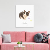 Schattige zwart-witte kat genaamd Butters Canvas Afdruk (Insitu (Woonkamer))