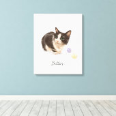 Schattige zwart-witte kat genaamd Butters Canvas Afdruk (Insitu (Houten vloer))