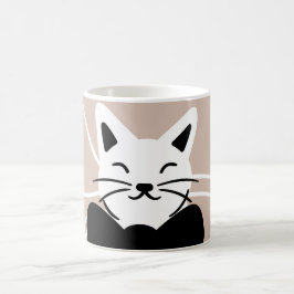 Schattige zwart-witte kat met abstracte lijn  koffiemok