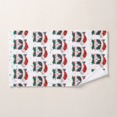 Schattige zwart-witte kat met kerstmuts Kerstmis Handdoek (Handdoek)