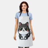 Schattige Zwart Witte Kawaii Kitten Schort (Gedragen)