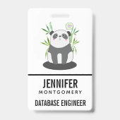 Schattige zwart-witte panda in bamboe badge (Achterkant)