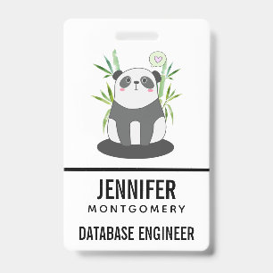 Schattige zwart-witte panda in bamboe badge