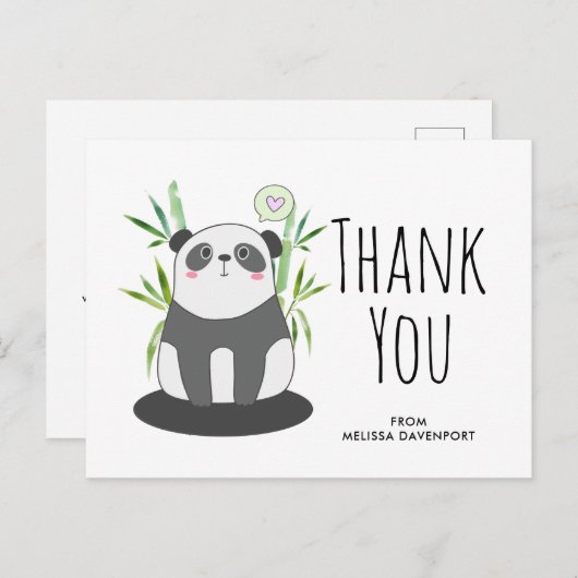 Schattige zwart-witte panda in bamboe dank je briefkaart (Voorkant / Achterkant)