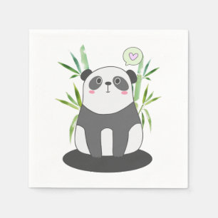 Schattige zwart-witte panda in bamboe servet