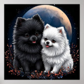 Schattige zwart-witte Pommerse Puppies Poster (Voorkant)