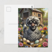 Schattige zwart-witte Poolse kip Briefkaart (Voorkant / Achterkant)