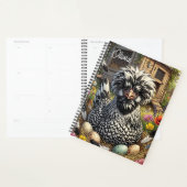 Schattige zwart-witte Poolse kip gepersonaliseerd Planner (Display)