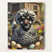 Schattige zwart-witte Poolse kip gepersonaliseerd Planner (Achterkant)