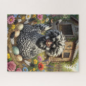 Schattige zwart-witte Poolse kip Legpuzzel (Horizontaal)