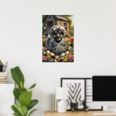 Schattige zwart-witte Poolse kip Poster (Thuiskantoor)