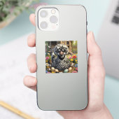 Schattige zwart-witte Poolse kip Sticker (Telefoon)
