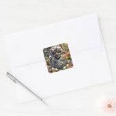 Schattige zwart-witte Poolse kip Vierkante Sticker (Envelop)