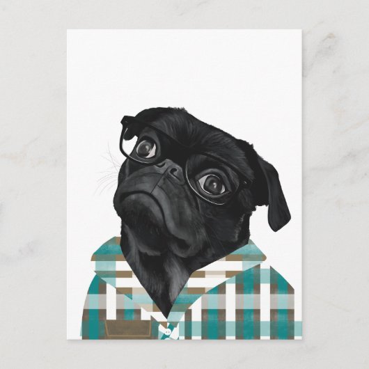 Schattige zwarte beker met bril en Shirt Briefkaart (Voorkant)