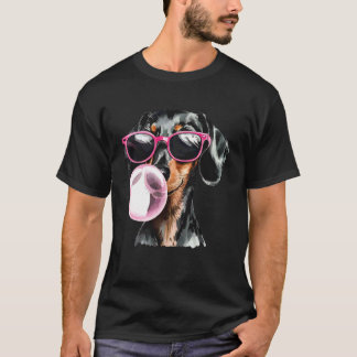 Schattige zwarte dachshond met hartbril zeepbel t-shirt